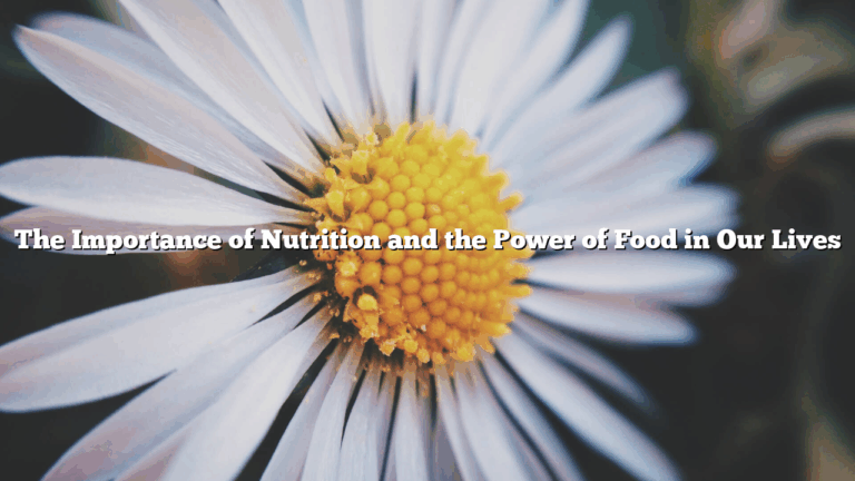 The Importance of Nutrition and the Power of Food in Our Lives