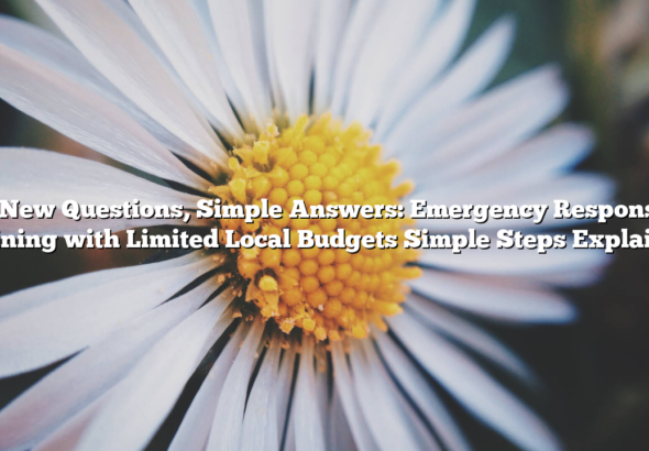 # New Questions, Simple Answers: Emergency Response Training with Limited Local Budgets Simple Steps Explained