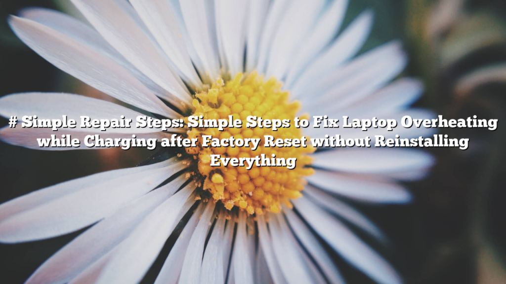 # Simple Repair Steps: Simple Steps to Fix Laptop Overheating while Charging after Factory Reset without Reinstalling Everything